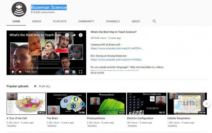 biology youtube channels Bozeman Science