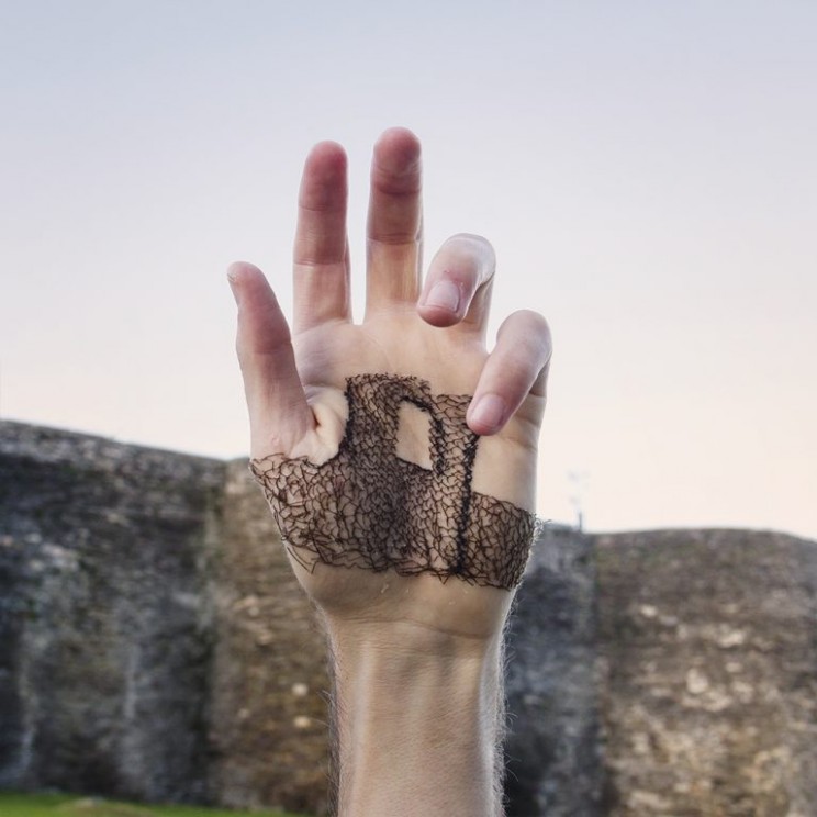 This Artist Stitches the Palm of His Hand to Create Haunting Images