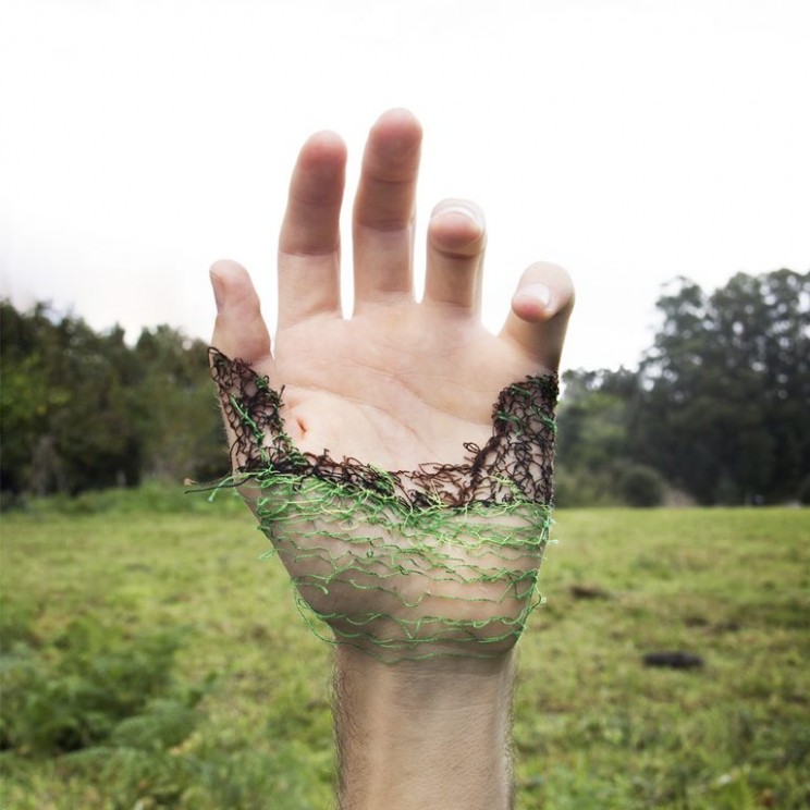 This Artist Stitches the Palm of His Hand to Create Haunting Images