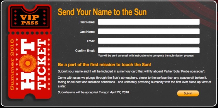 NASA Wants to Send your Name to the Sun NASA Wants to Send your Name to the Sun