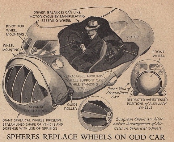 Car of the Future from 1935 Featured Giant Spheres in Place of Wheels