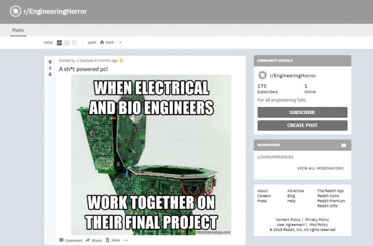 best subreddits for engineers engineeringhorror