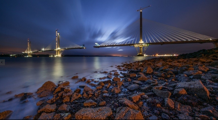 Queensferry Crossing Queensferry Crossing construction at night