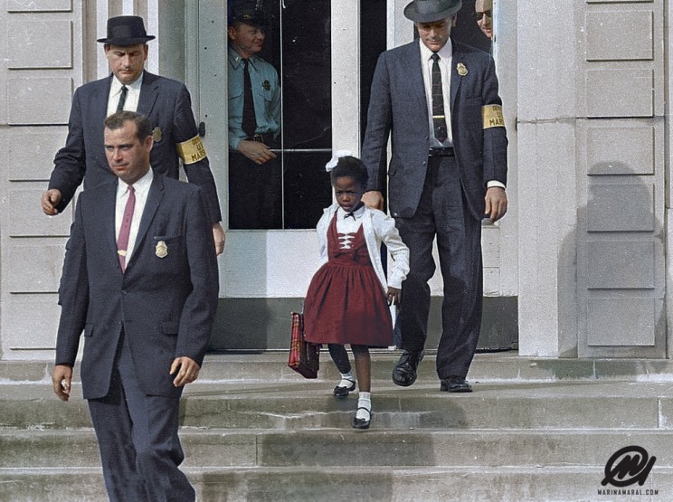 Ruby Bridges Escorted By U.S. Marshals To Attend An All-White School, 1960.