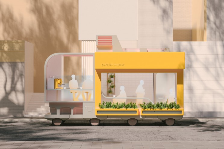 ikea space10 spaces on wheels self-driving cars cafe coffee