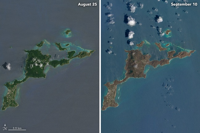 Satellite Images Show Caribbean Islands Turned Brown by Hurricane Irma Satellite Images Show Caribbean Islands Turned Brown by Hurricane Irma