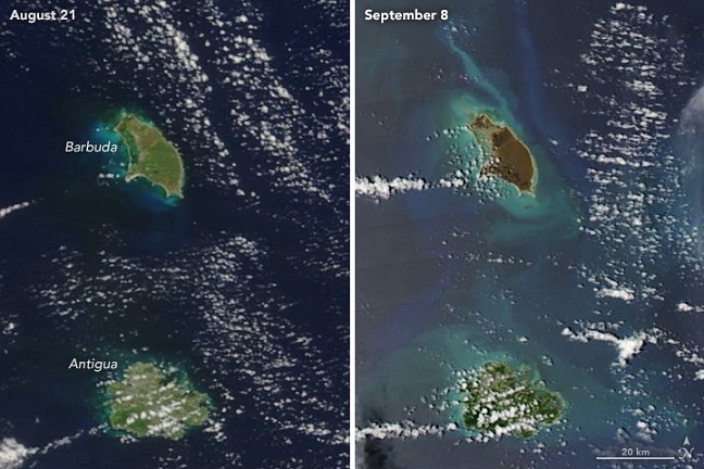 Satellite Images Show Caribbean Islands Turned Brown by Hurricane Irma Satellite Images Show Caribbean Islands Turned Brown by Hurricane Irma