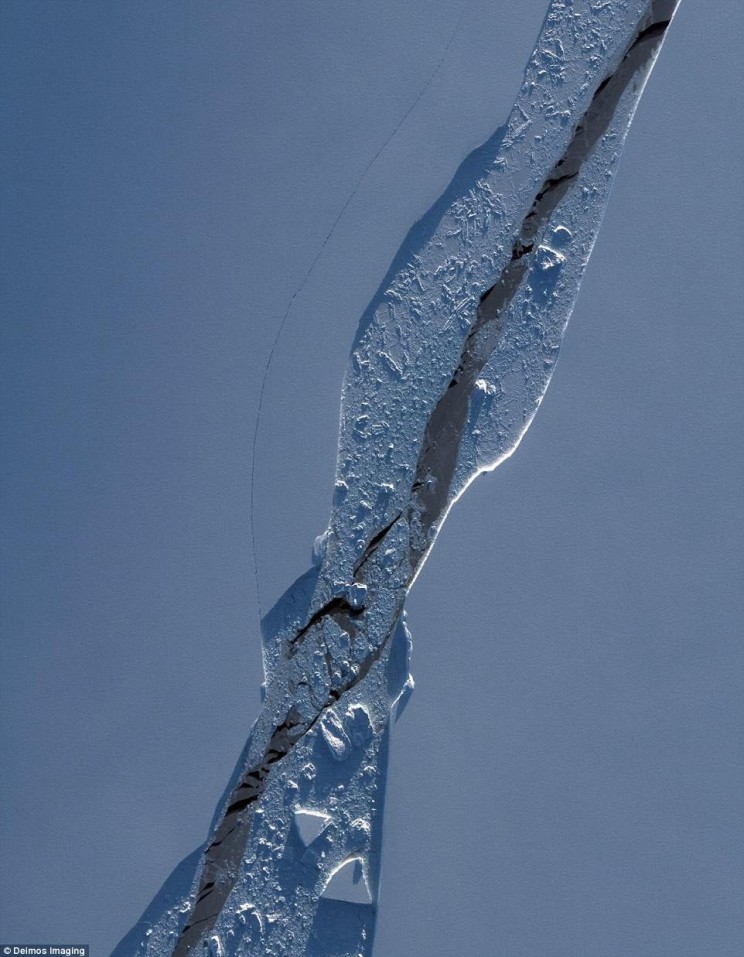 Recent satellite images show the crack in detail