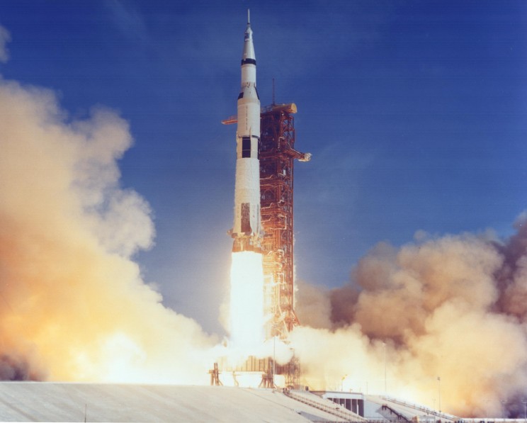 The Saturn V rocket lifting off. Credit: NASA Credit: NASA