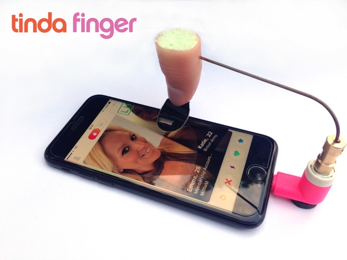 Get the Tinda Finger in blue or pink.