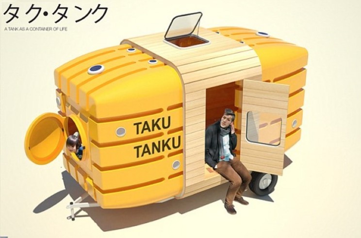 Compact plastic water tank home you can pull with your bike