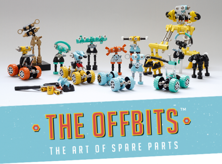 The Offbits robot builder kit from spare parts