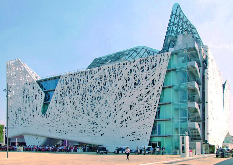 Building Covered in Smog Eating Concrete
