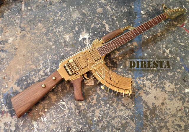 Check out this golden AK47 guitar!