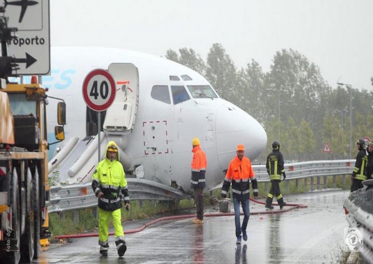 Cargo Plane Skids Off Runway and Crashes into Highway