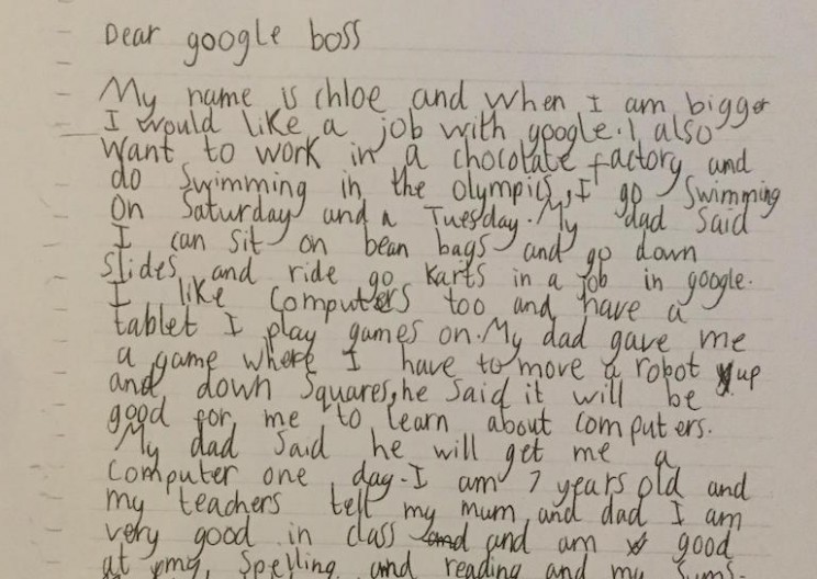 Google CEO Responds to 7-Year-Old's Letter Asking for a Job