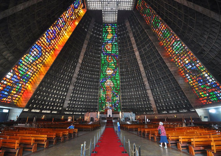 Conical Rio de Janeiro Cathedral Based off of Mayan Pyramids