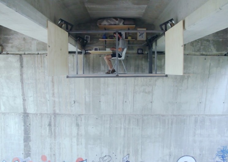 This Self-Taught Designer Built an Incredible Secret Office Beneath a Busy Bridge