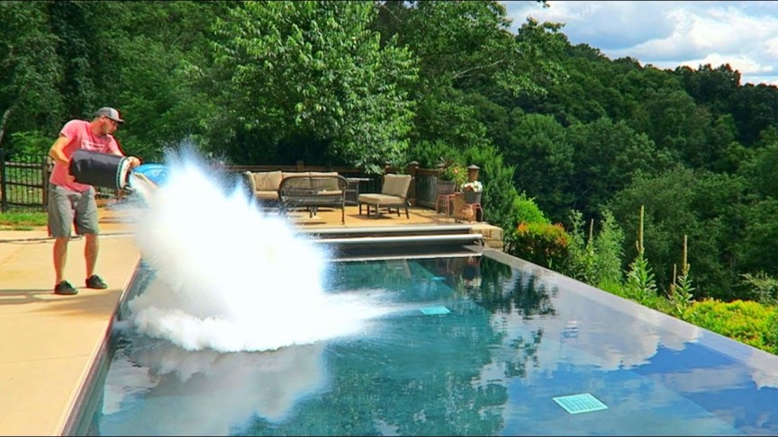 Watch 30l Of Liquid Nitrogen Get Poured Into A Swimming Pool