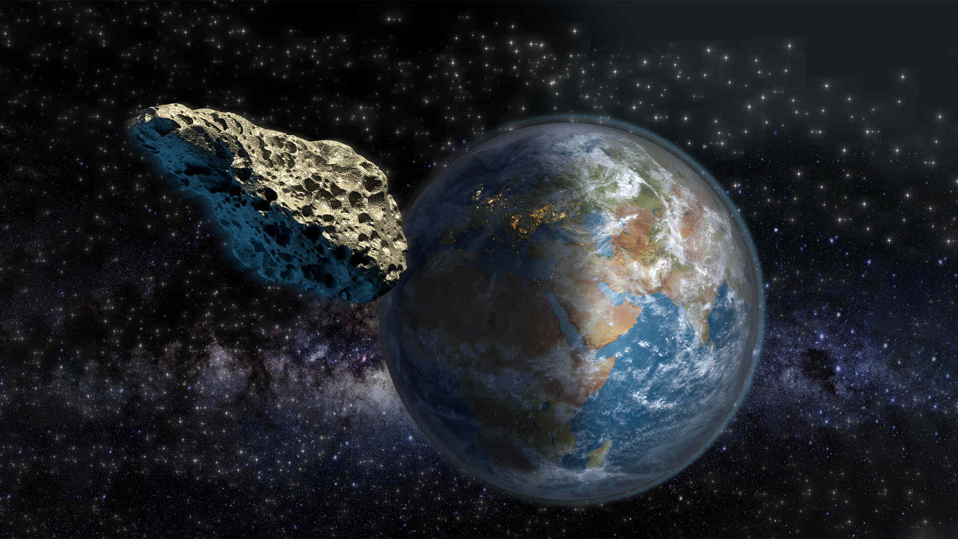 Asteroid on a collision course with Earth. Asteroid on a collision course with Earth.