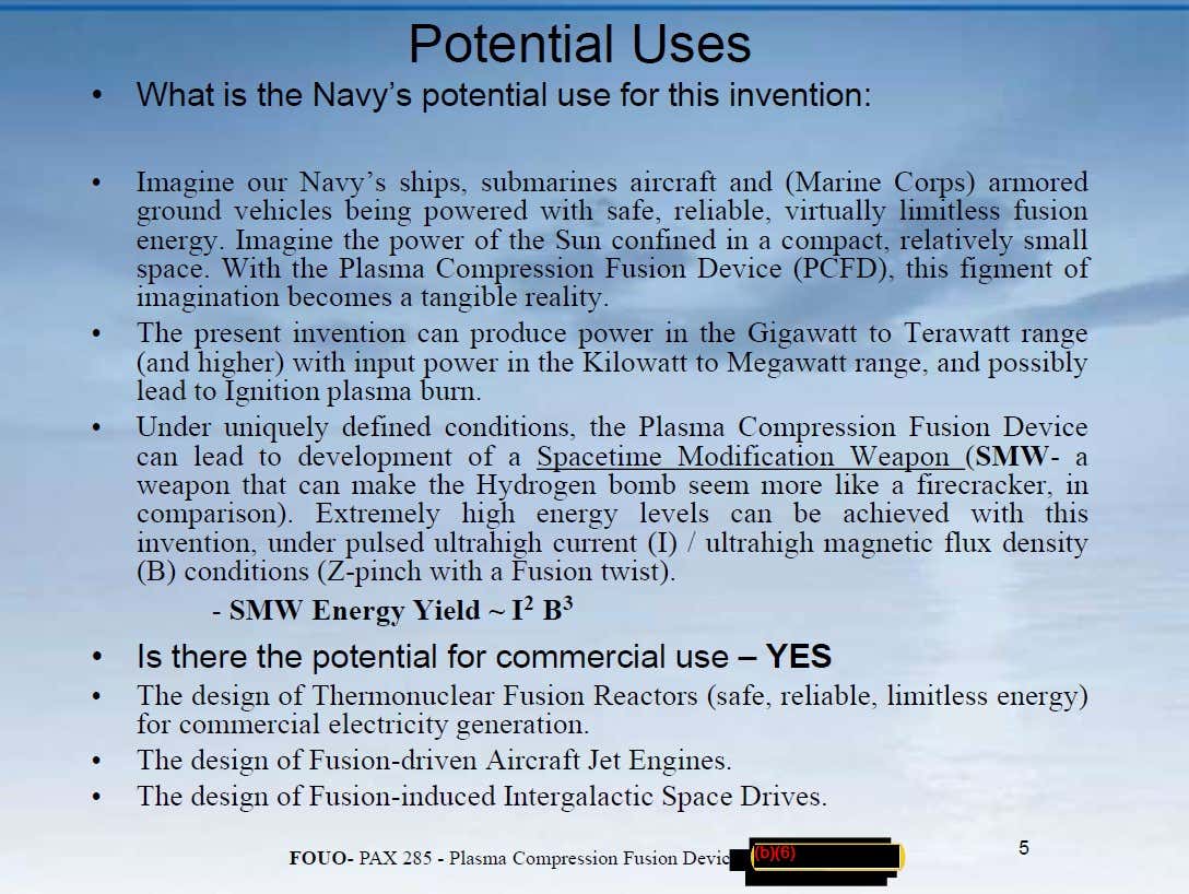 Research notes from Navy’s experiments with Pais’s plasma fusion device.