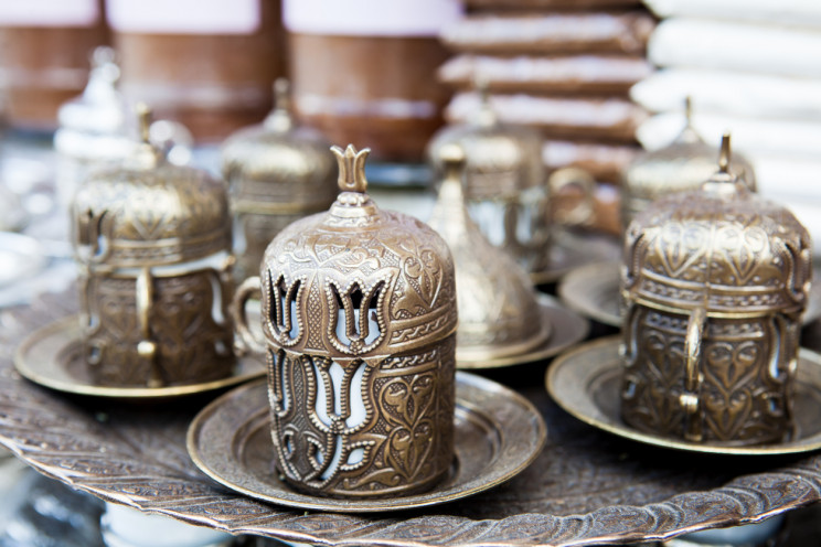 Turkish coffee set with tulip motif