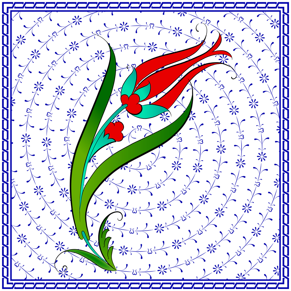 Turkish tile with tulip motif
