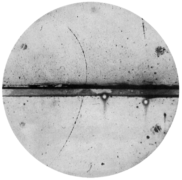 Anderson's photo of a positron track Anderson's photo of a positron track