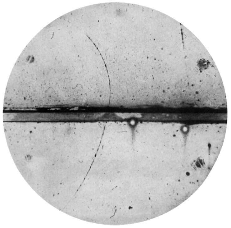 Anderson's photo of a positron track Anderson's photo of a positron track