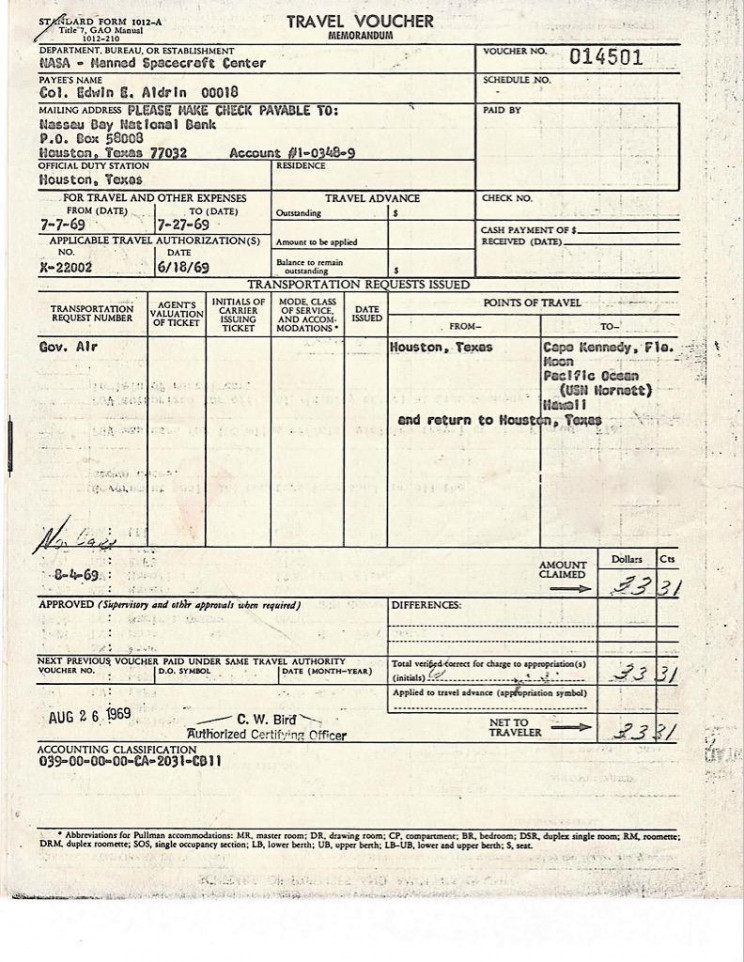 apollo 11 customs forms
