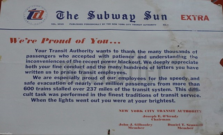 NYC Transit Authority message NYC Transit Authority message