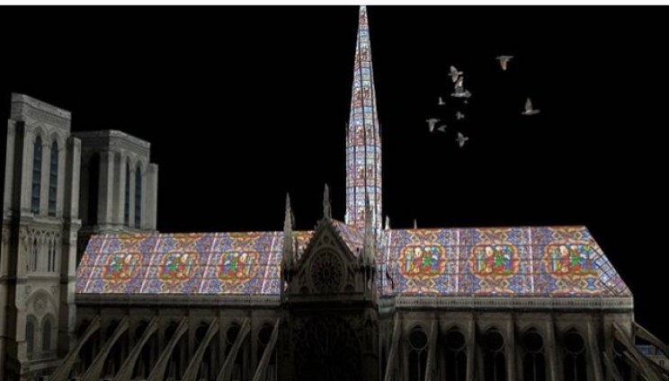 notre dame reconstruction stained glass