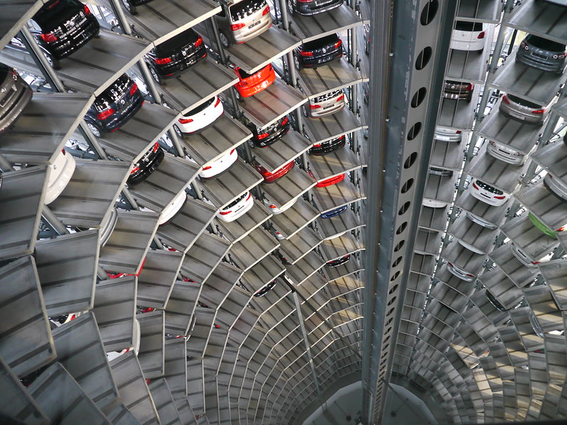 Volkswagen’s Car Towers at Autostadt in Wolfsburg, Germany Volkswagen’s Car Towers at Autostadt in Wolfsburg, Germany