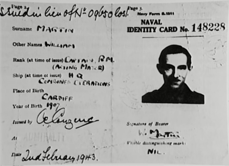 Major William Martin identity card Major William Martin identity card