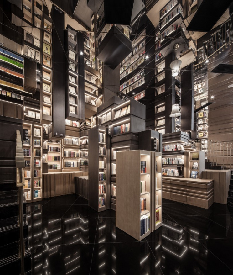 Surreal Hall of Mirrors in Newly Built Bookstore in China Surreal Hall of Mirrors in Newly Built Bookstore in China