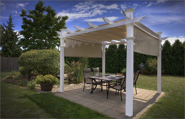 Malibu 10' x 10' Vinyl Pergola Pergola in a garden