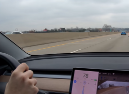 Tesla Model 3 Maneuvers Out of the Way of Traffic Barrel