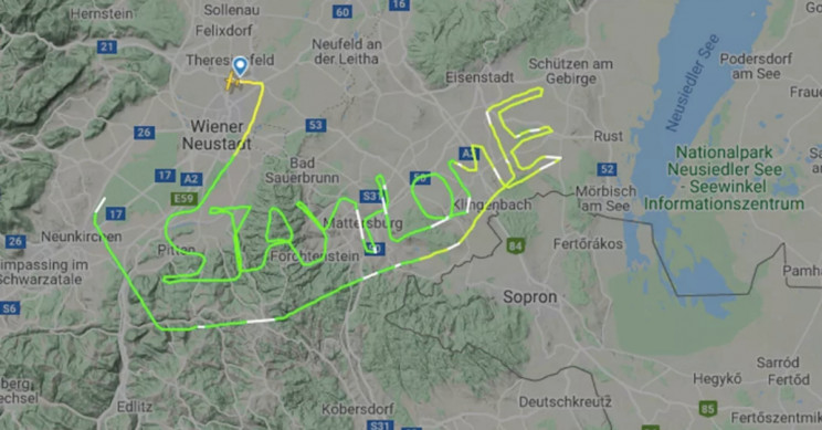 Pilot Writes Message in the Sky: "Stay Home"