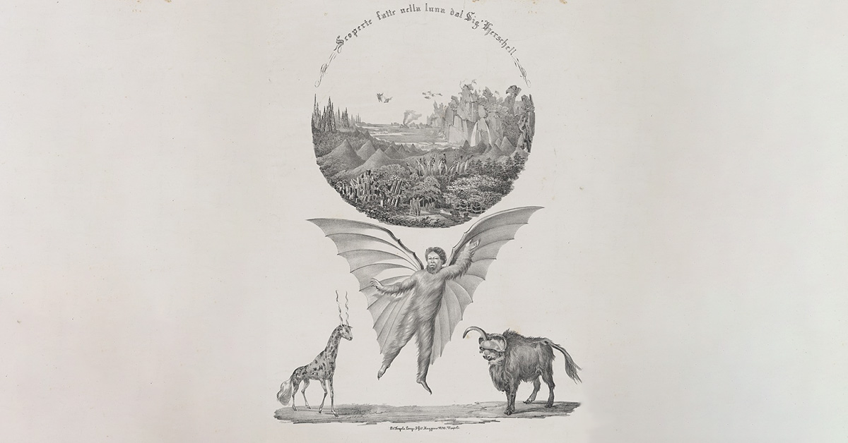 An Italian Lithograph Inspired By The Great Moon Hoax An Italian Lithograph Inspired By The Great Moon Hoax