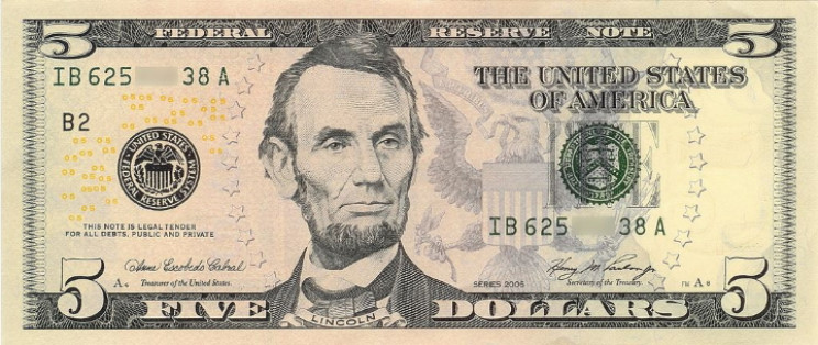 U.S. five dollar bill U.S. five dollar bill