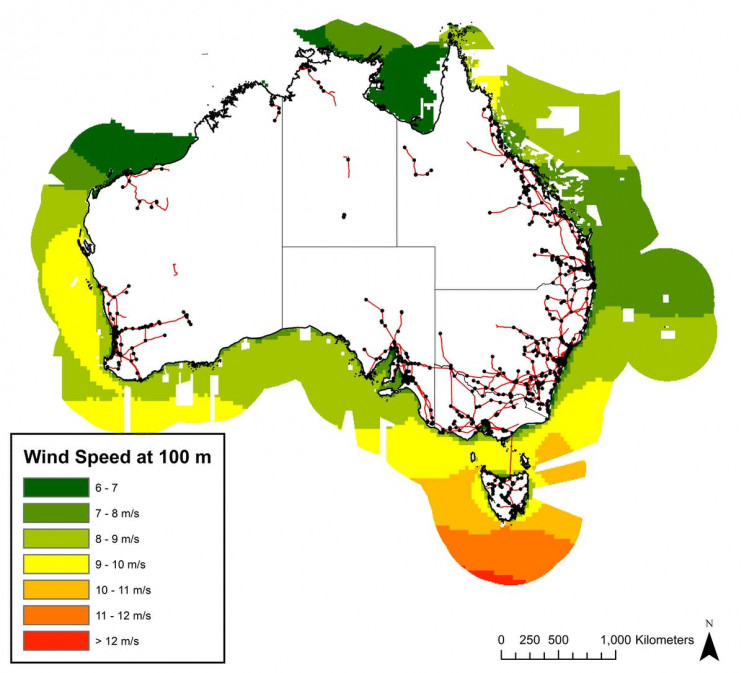 Average wind speed to 2019