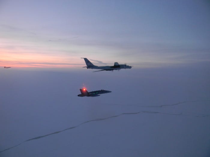 U.S. and Canadian Fighter Jets Intercept Russian Reconnaissance Aircraft by Alaska U.S. and Canadian Fighter Jets Intercept Russian Reconnaissance Aircraft by Alaska