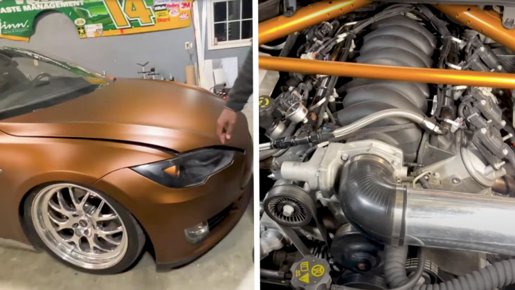 Tesla Owner Swaps His Model S's Electric Powertrain With a V8 Engine
