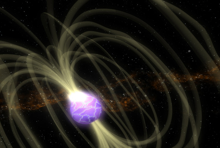 Artist rendering of a magnetic field surrounding a magnetar Rendering of a Magnetar