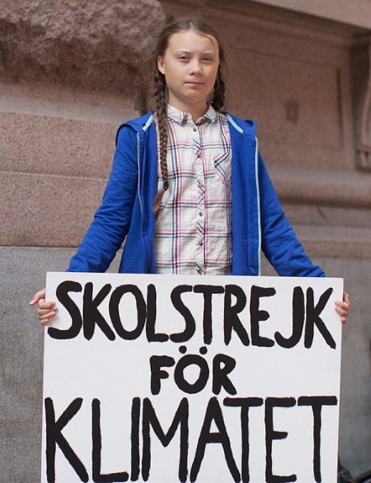 Greta Thunberg protesting at the Swedish Parliament Greta Thunberg protesting at the Swedish Parliament