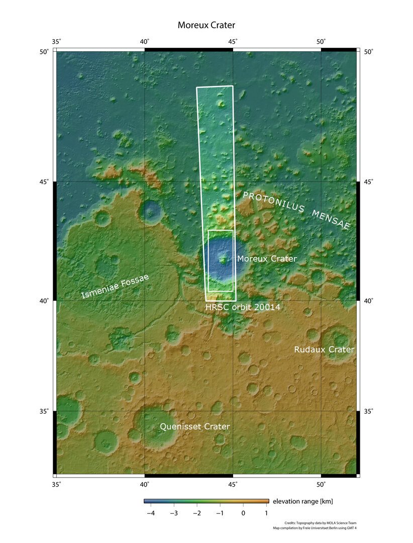 Impressive Images of Mars' Moreux Crater Captured by Mars Express Impressive Images of Mars' Moreux Crater Captured by Mars Express