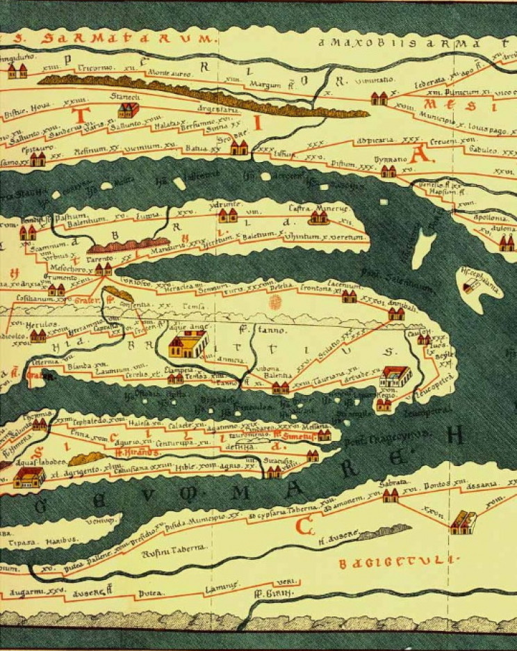 Section of the Peutinger Map Section of the Peutinger Map