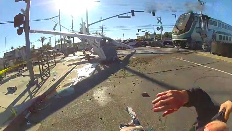 A Pilot Was Saved Moments Before Certain Death After Crashing on Train Tracks