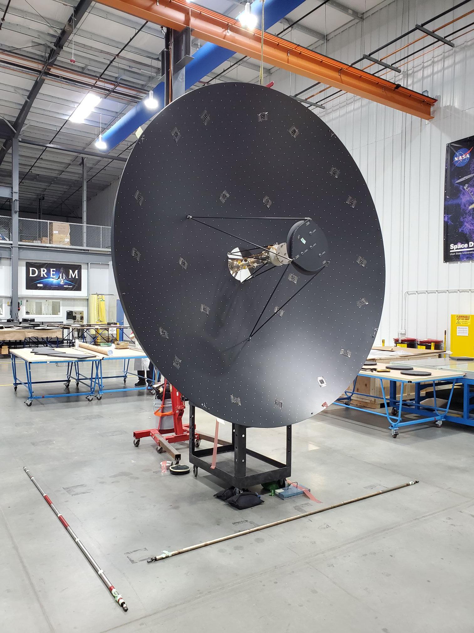 NASA Europa Clipper Antenna in March 2022 The massive high-gain antenna for NASA's Europa Clipper mission is complete. The antenna is nearly 10 feet (3 meters) wide and will be integrated along with other telecommunications hardware into the spacecraft's propulsion module.
