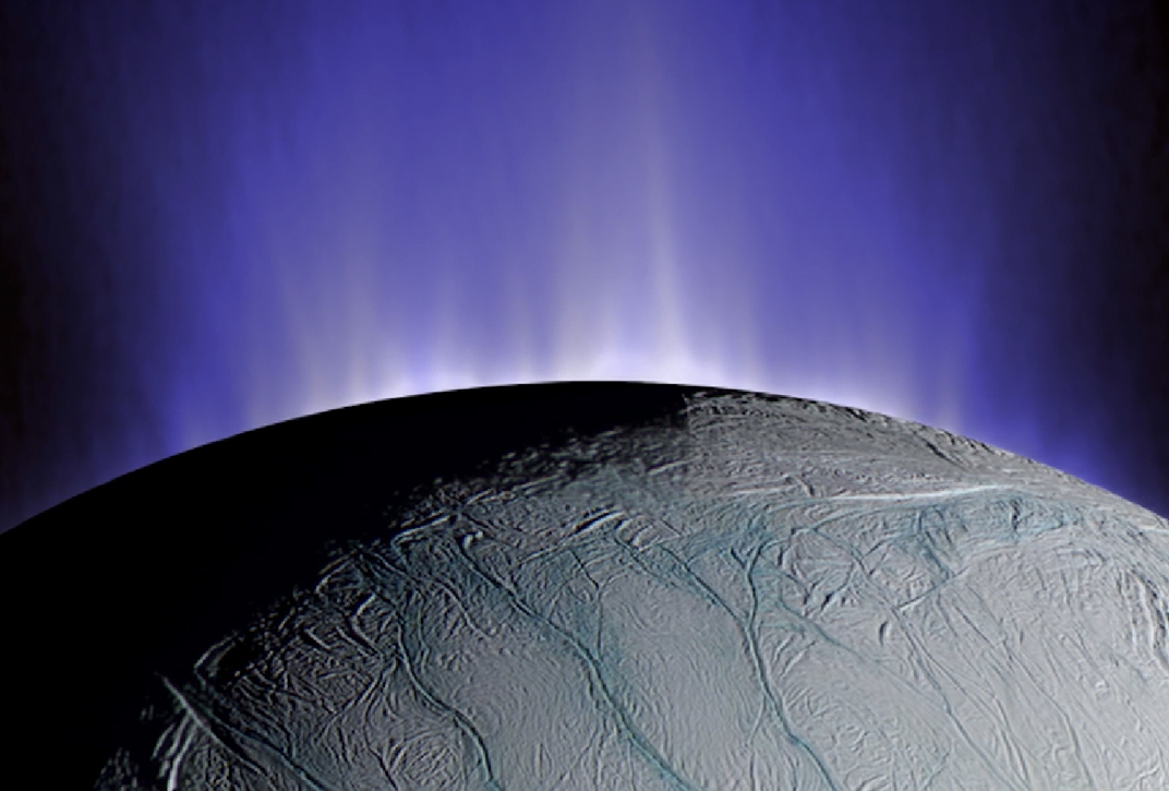 This composite image demonstrates how Enceladus spews plumes of water emanate from fissures its surface (Credit: NASA / JPL Illustration) This composite image demonstrates how Enceladus spews plumes of water emanate from fissures its surface (Credit: NASA / JPL Illustration)